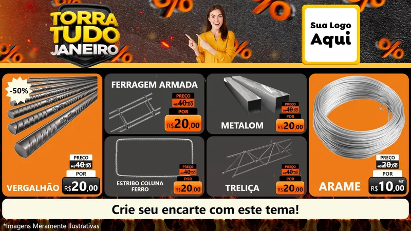 Modelo de TV para TV Horizontal com o tema Torra Tudo Janeiro para Ferragens