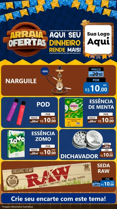 Modelo de TV para TV Vertical com o tema Arraiá de Ofertas - Junina para Tabacaria