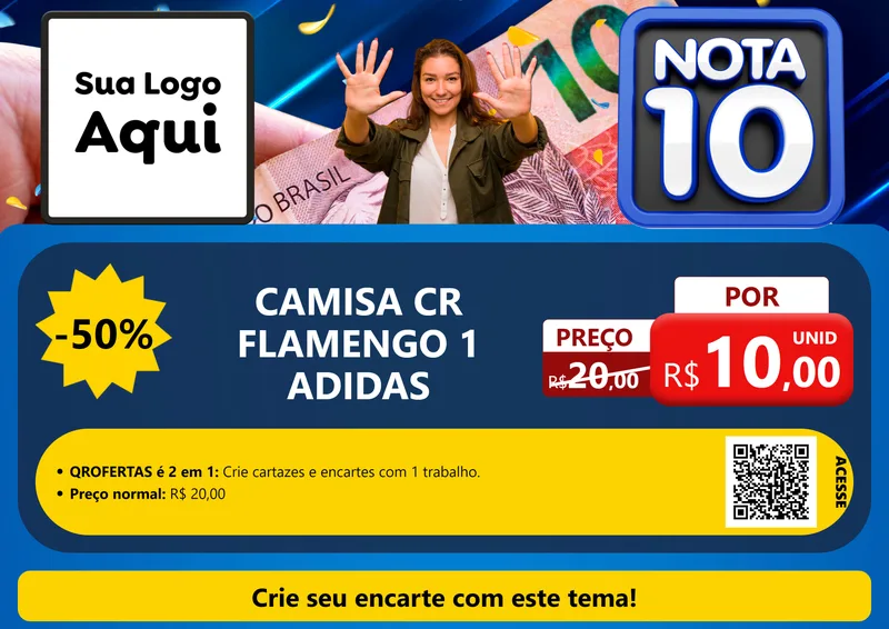 Modelo de Cartaz para Cartaz A4 Horizontal com o tema Nota 10 para Roupas e acessórios