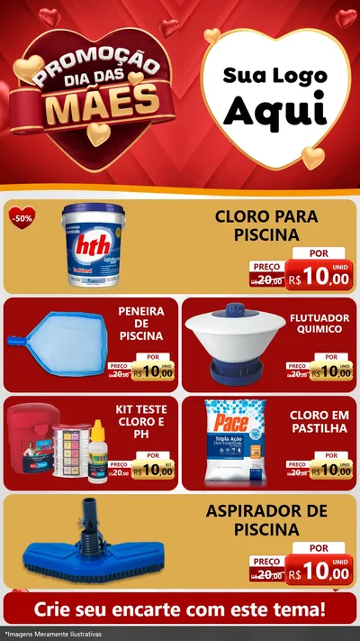 Modelo de TV para TV Vertical com o tema Promoção Dia das Mães para Produtos para Piscina