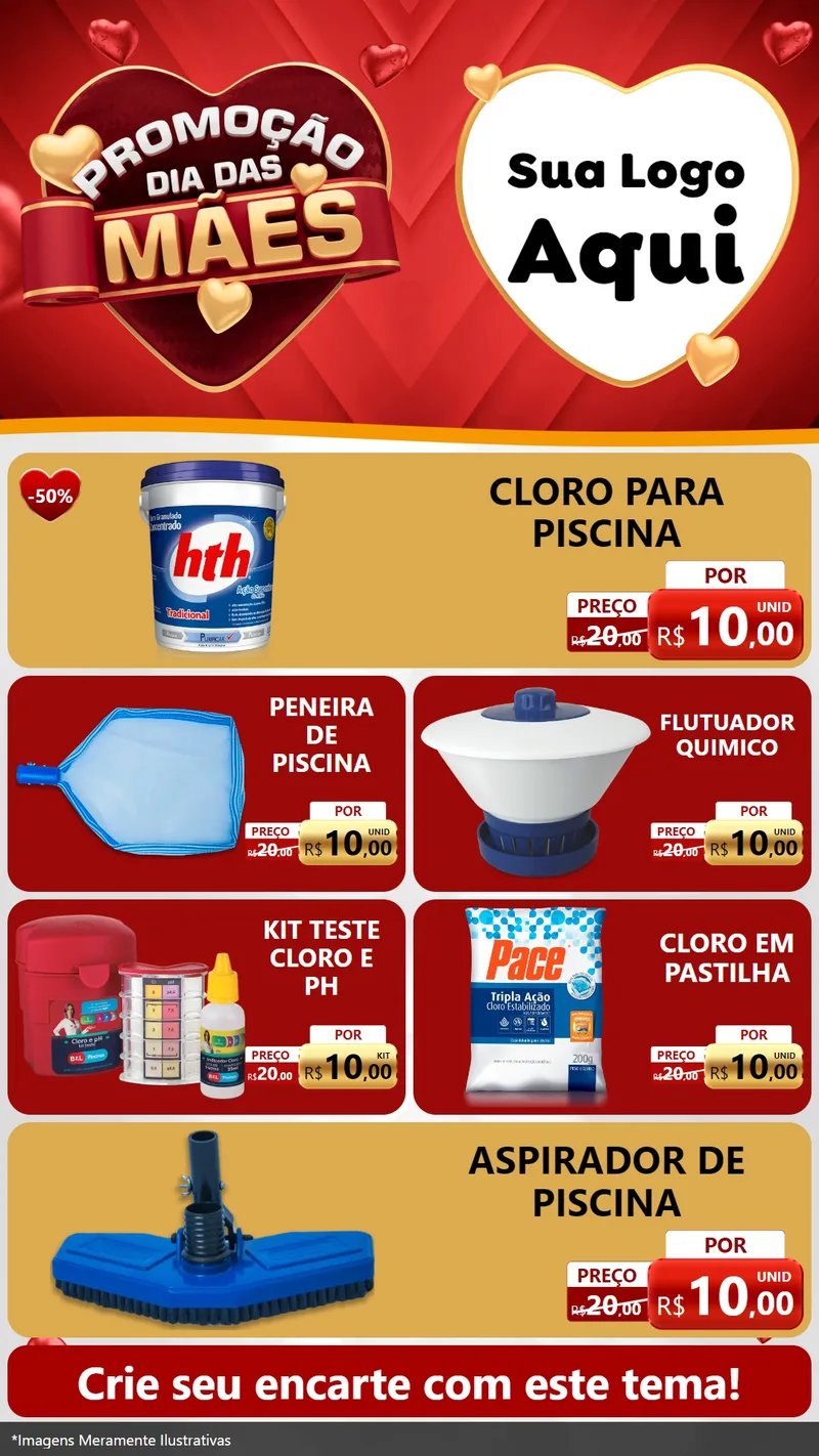Modelo de TV para TV Vertical com o tema Promoção Dia das Mães para Produtos para Piscina