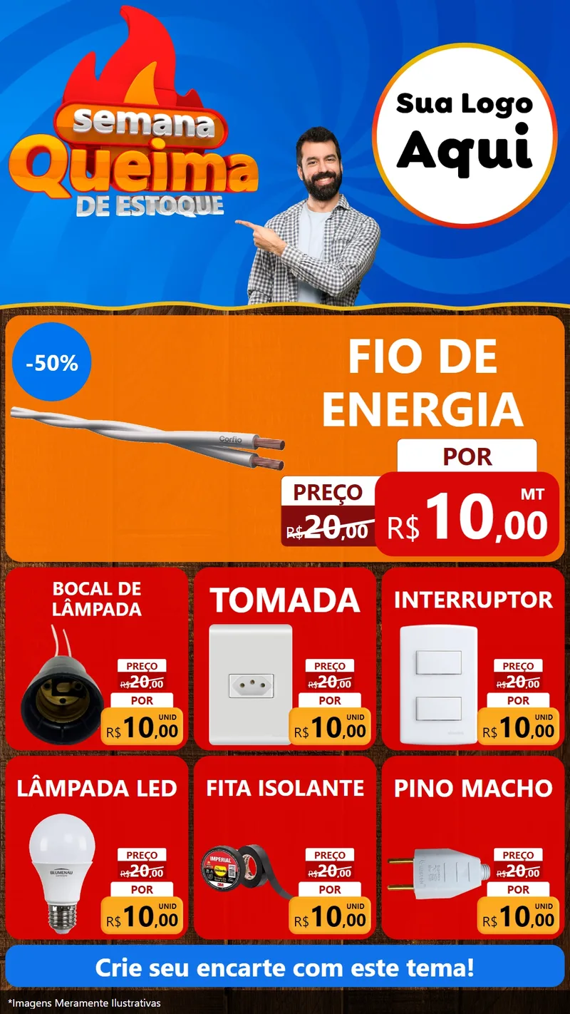 Modelo de Rede Social para Stories com o tema Semana Queima de Estoque para Materiais Elétricos