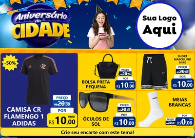 Modelo de Encarte para Encarte A4 Horizontal com o tema Aniversário da Cidade para Roupas e acessórios