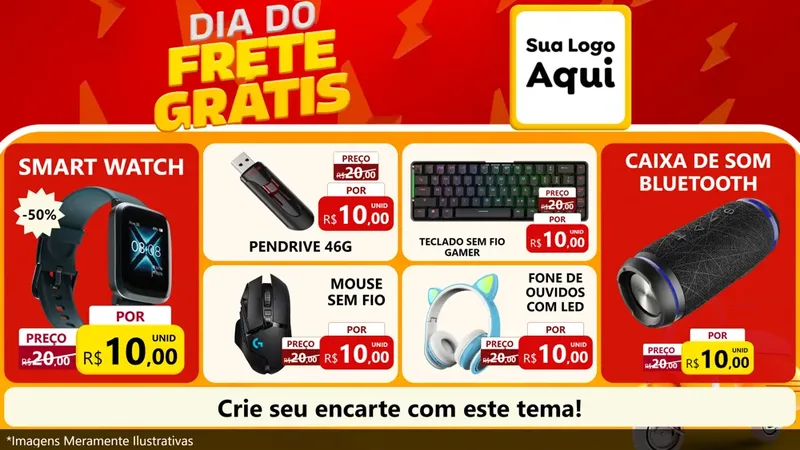 Modelo de TV para TV Horizontal com o tema Dia do Frete Grátis para Informática