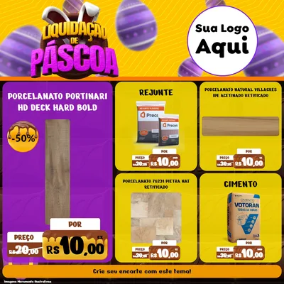 Modelo de Rede Social para Feed Facebook com o tema Liquidação de Páscoa para Pisos e revestimentos