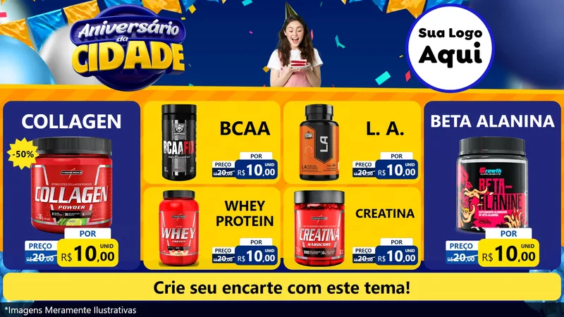 Modelo de TV para TV Horizontal com o tema Aniversário da Cidade para Suplementos alimentares
