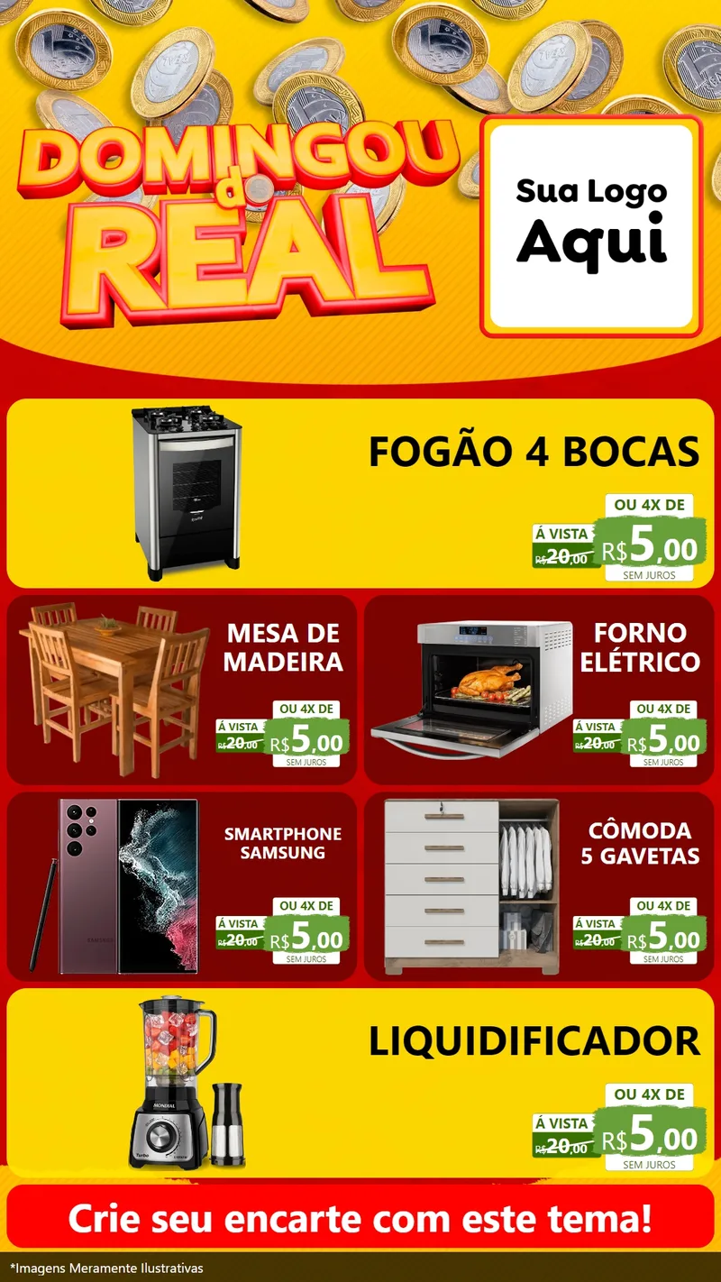Modelo de TV para TV Vertical com o tema Domingou do Real para Móveis e Eletro