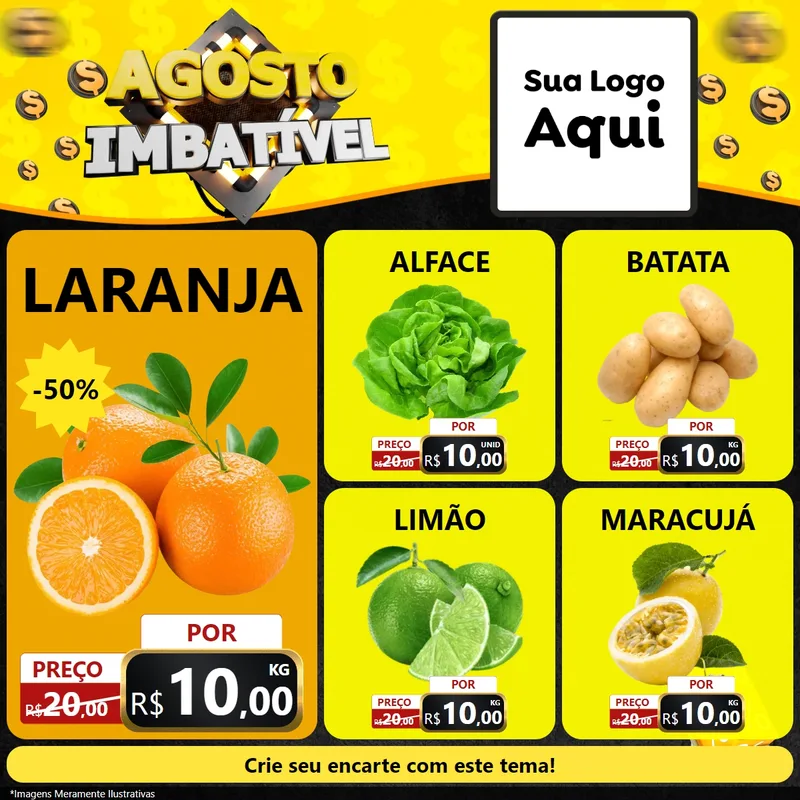 Modelo de Rede Social para Feed Facebook com o tema Agosto Imbatível para Hortifrúti