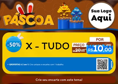 Modelo de Cartaz para Cartaz A4 Horizontal com o tema Páscoa para Hamburgueria