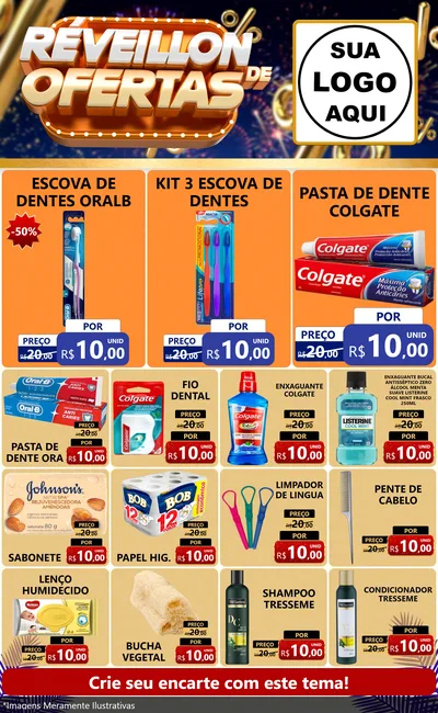 Modelo de Encarte para Encarte Grande com o tema Réveillon de Ofertas para Higiene Pessoal