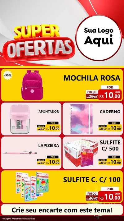 Modelo de TV para TV Vertical com o tema Super Ofertas para Papelaria