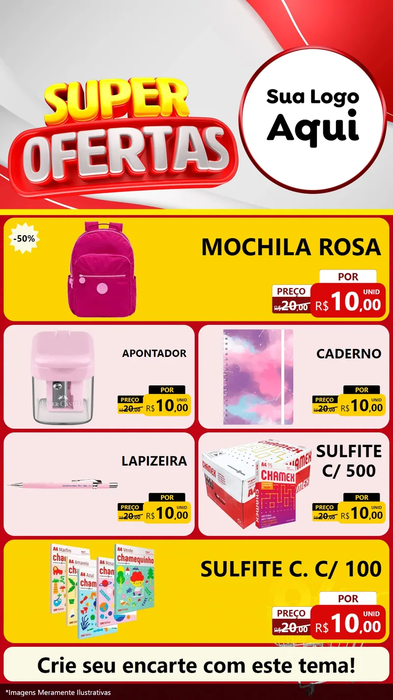Modelo de TV para TV Vertical com o tema Super Ofertas para Papelaria