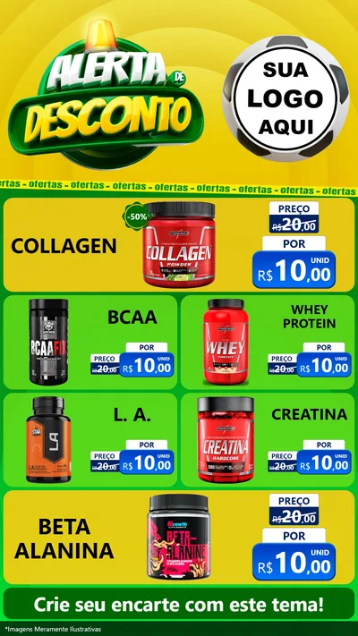 Modelo de TV para TV Vertical com o tema Alerta de Desconto para Suplementos alimentares