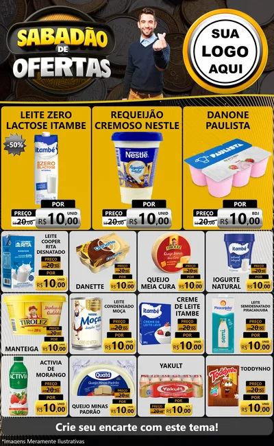 Modelo de Encarte para Encarte Grande com o tema Sabadão de Ofertas para Frios e Laticínios