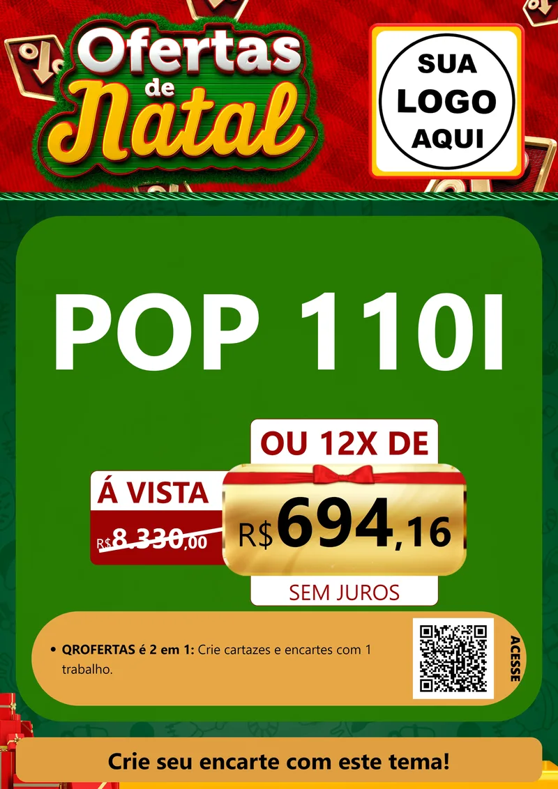 Modelo de Cartaz para Cartaz A4 Vertical com o tema Ofertas de Natal para Concessionaria de Motos