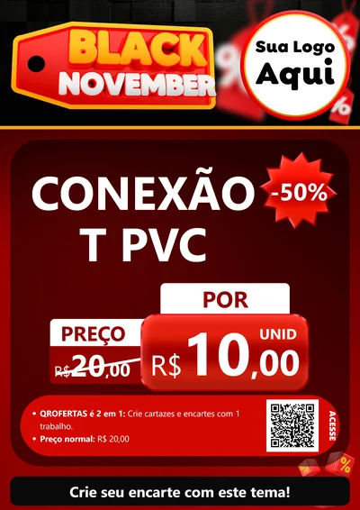 Modelo de Cartaz para Cartaz A4 Vertical com o tema Black November para Tubos e conexões