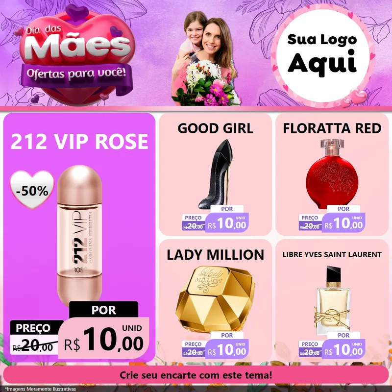 Modelo de Rede Social para Feed Facebook com o tema Dia das Mães Ofertas para Você! para Perfumes