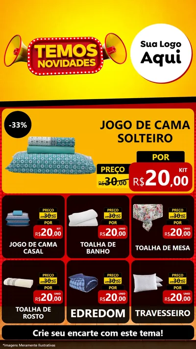 Modelo de Rede Social para Stories com o tema Temos Novidades para Cama, Mesa e Banho