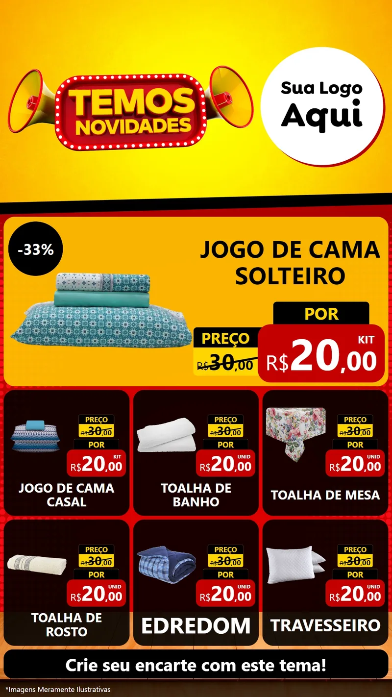 Modelo de Rede Social para Stories com o tema Temos Novidades para Cama, Mesa e Banho