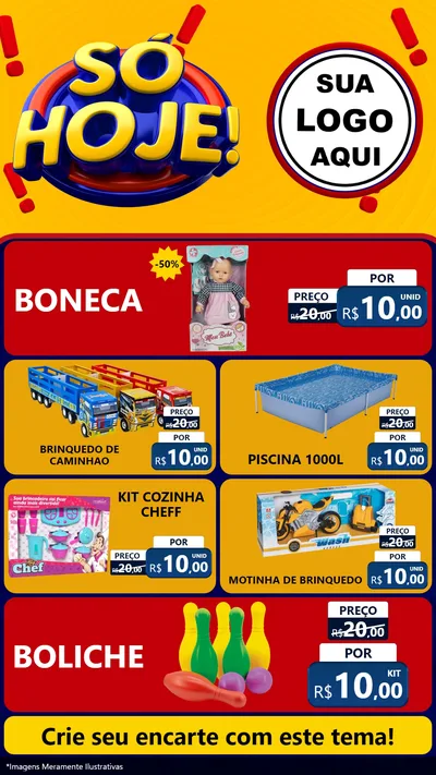 Modelo de TV para TV Vertical com o tema Só Hoje! para Brinquedos