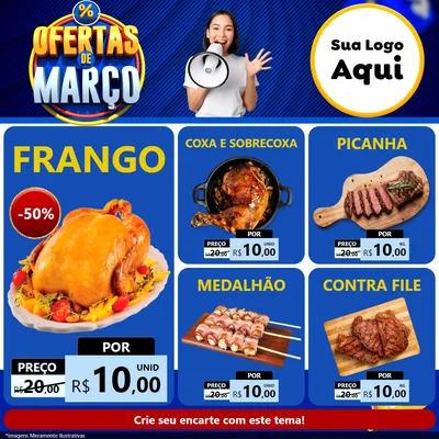 Modelo de Rede Social para Feed Facebook com o tema Ofertas de Março para Assados