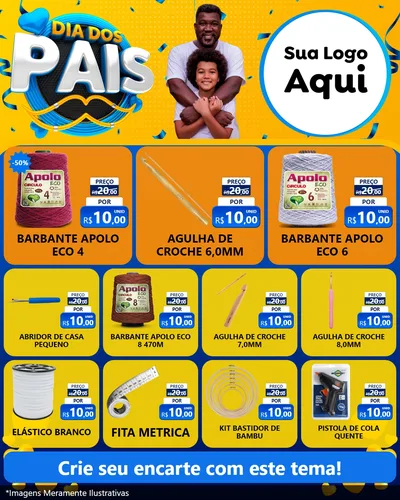 Modelo de Rede Social para Feed Instagram com o tema Dia dos Pais para Armarinho e Aviamentos