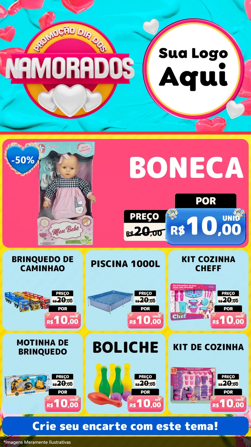 Modelo de Rede Social para Stories com o tema Promoção Dia dos Namorados para Brinquedos