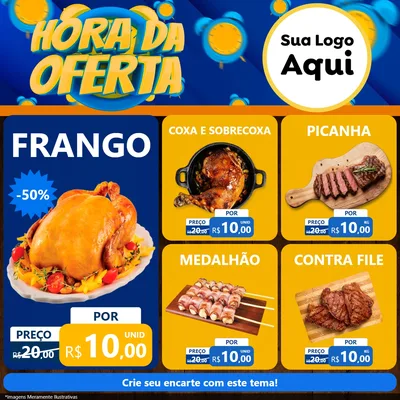 Modelo de Rede Social para Feed Facebook com o tema Hora da Oferta para Assados