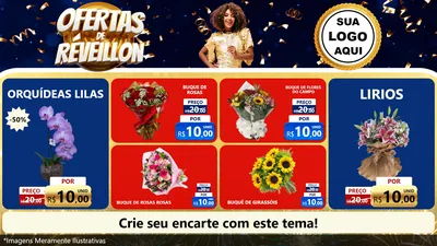 Modelo de TV para TV Horizontal com o tema Ofertas de Réveillon para Floricultura e jardim