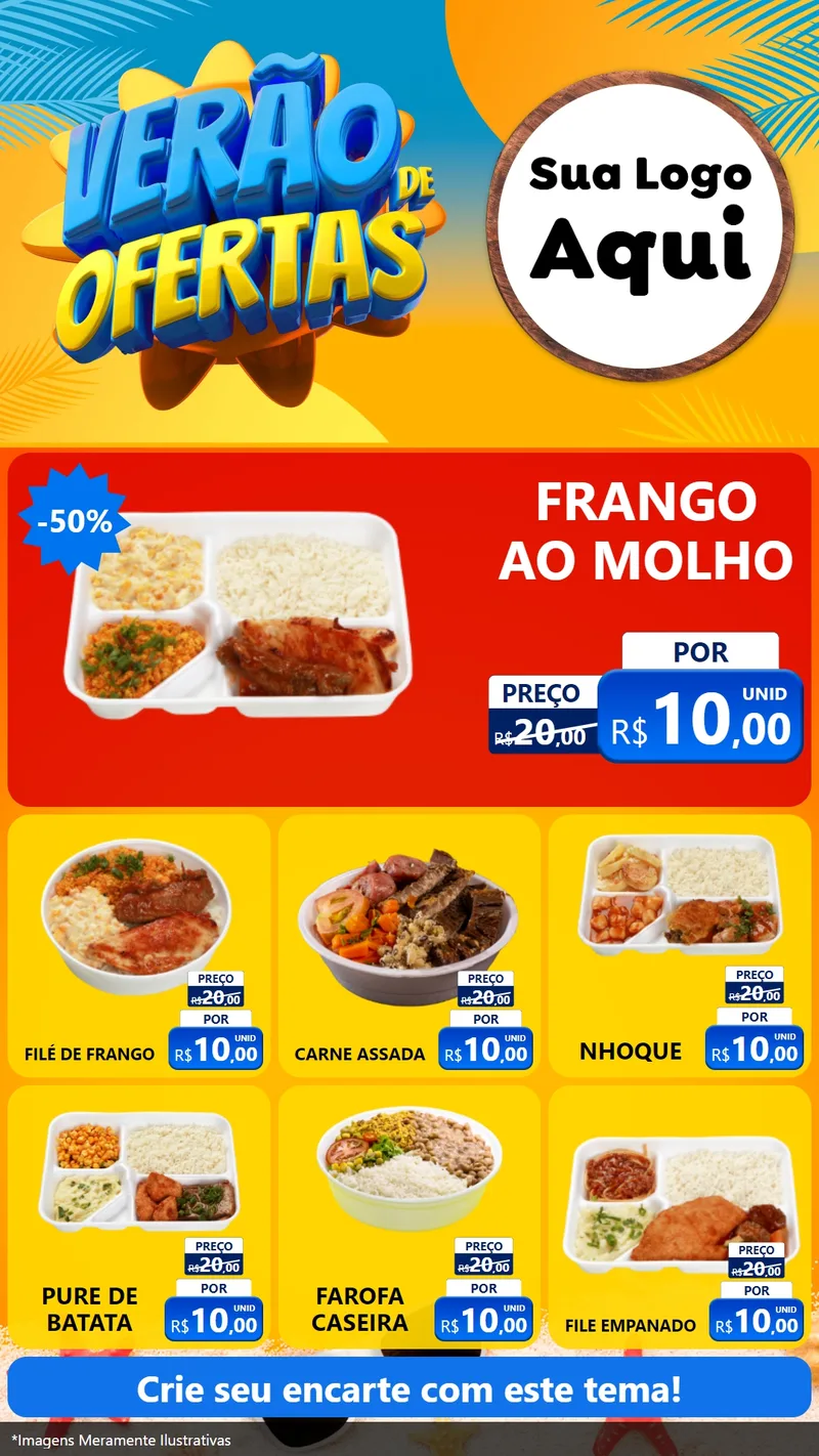 Modelo de Rede Social para Stories com o tema Verão de Ofertas para Restaurante