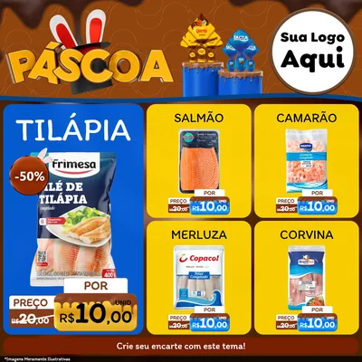 Modelo de Rede Social para Feed Facebook com o tema Páscoa para Peixaria