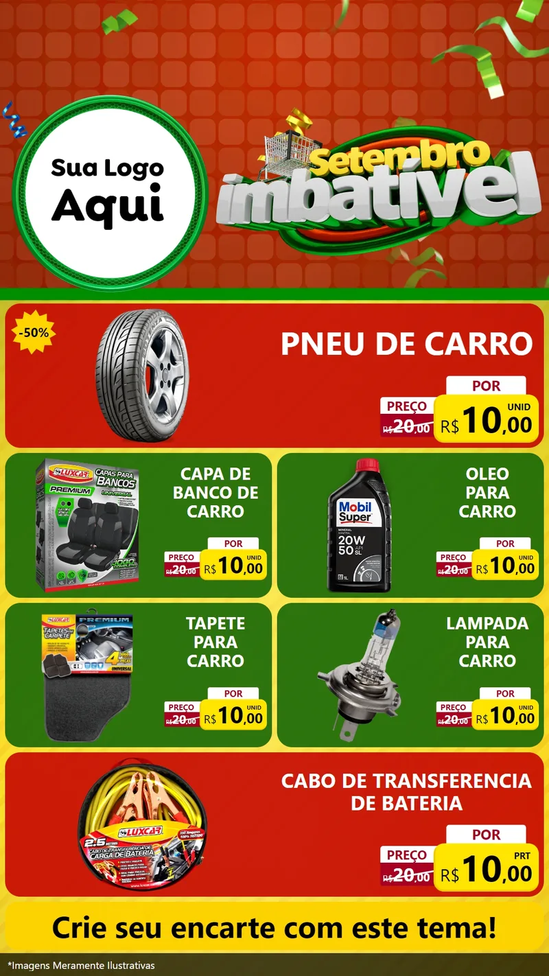 Modelo de TV para TV Vertical com o tema Setembro Imbatível para Auto peças