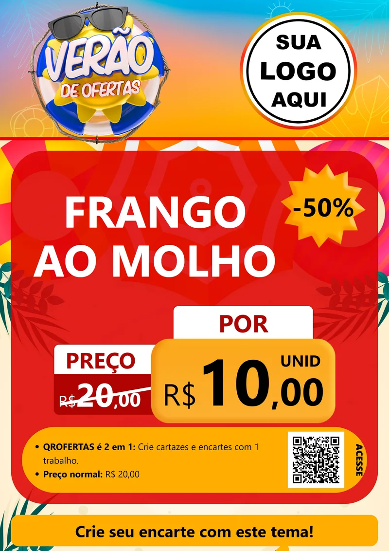 Modelo de Cartaz para Cartaz A4 Vertical com o tema Verão de Ofertas para Restaurante