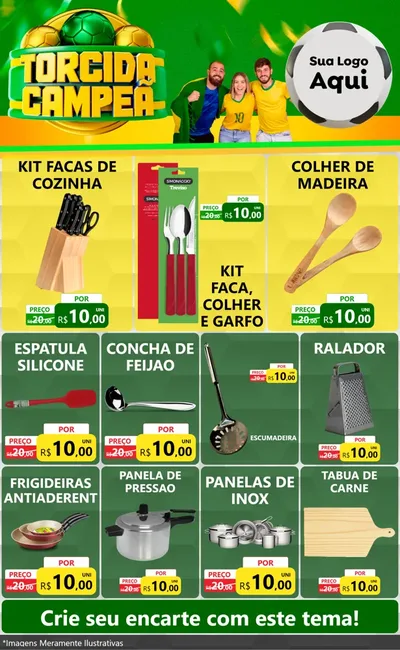Modelo de Encarte para Encarte Grande com o tema Torcida Campeã - Copa para Utilidades Domésticas