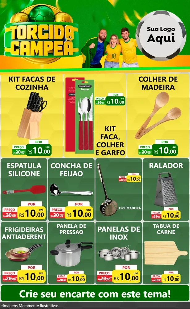 Modelo de Encarte para Encarte Grande com o tema Torcida Campeã - Copa para Utilidades Domésticas