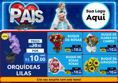 Modelo de Encarte para Encarte A4 Horizontal com o tema Mês Dos Pais para Floricultura e jardim