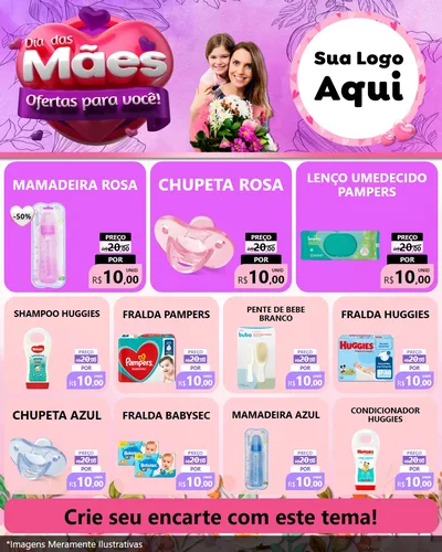 Modelo de Rede Social para Feed Instagram com o tema Dia das Mães Ofertas para Você! para Bebês