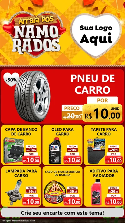 Modelo de Rede Social para Stories com o tema Arraiá dos Namorados para Auto peças