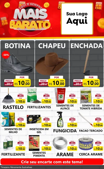 Modelo de Encarte para Encarte Grande com o tema Mais Barato para Agropecuária