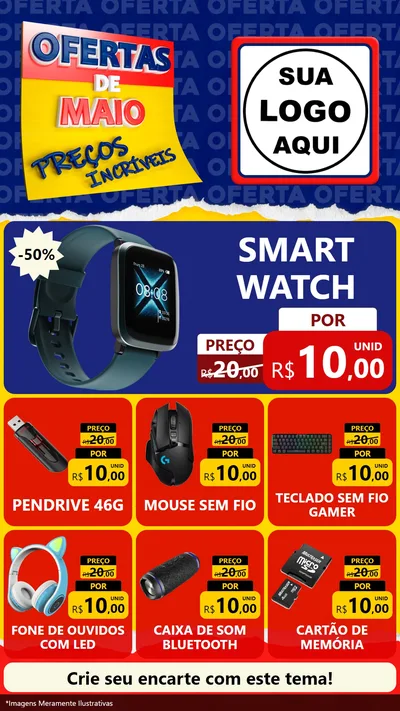 Modelo de Rede Social para Stories com o tema Ofertas de Maio - Preços Incríveis para Informática