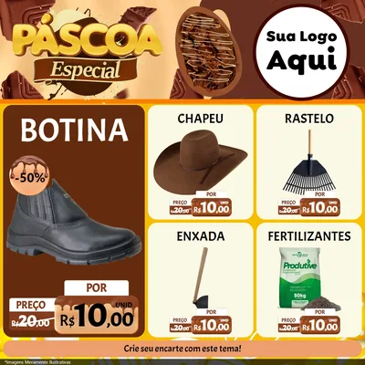 Modelo de Rede Social para Feed Facebook com o tema Páscoa Especial para Agropecuária