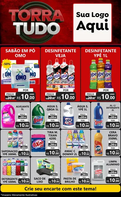 Modelo de Encarte para Encarte Grande com o tema Torra Tudo para Produtos de Limpeza