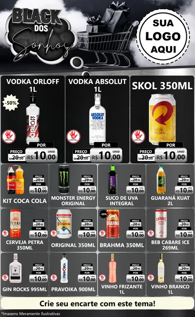 Modelo de Encarte para Encarte Grande com o tema Black dos Sonhos para Distribuidora de bebidas