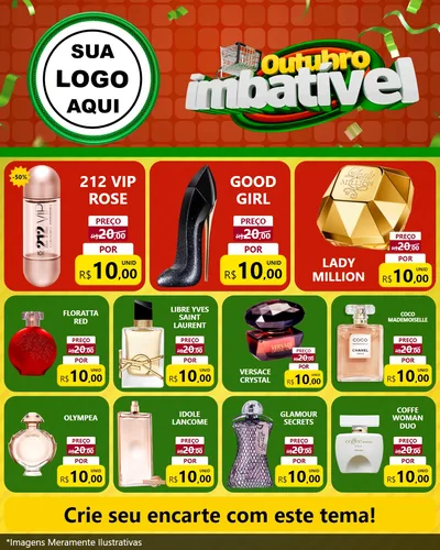 Modelo de Rede Social para Feed Instagram com o tema Outubro Imbatível para Perfumes