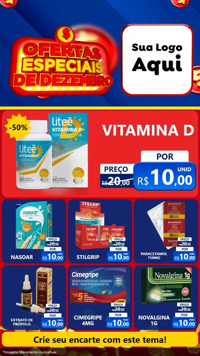 Modelo de Rede Social para Stories com o tema Ofertas Especiais de Dezembro para Farmácia