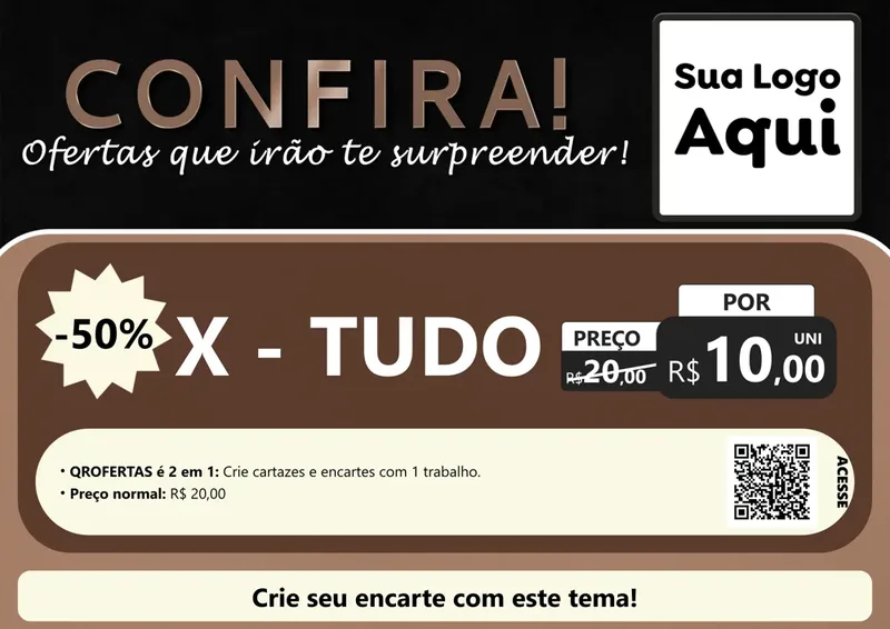 Modelo de Cartaz para Cartaz A4 Horizontal com o tema Confira! Ofertas que irão te surpreender! para Hamburgueria