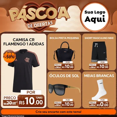 Modelo de Rede Social para Feed Facebook com o tema Páscoa de Ofertas para Roupas e acessórios