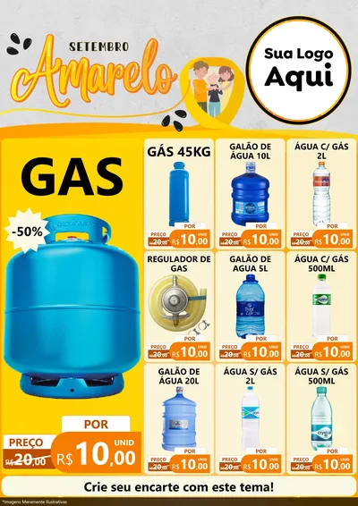 Modelo de Encarte para Encarte A4 Vertical com o tema Setembro Amarelo para Água e gás