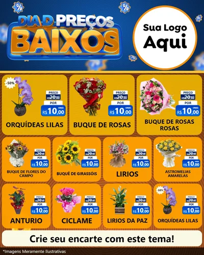 Modelo de Rede Social para Feed Instagram com o tema Dia D Preço Baixo para Floricultura e jardim