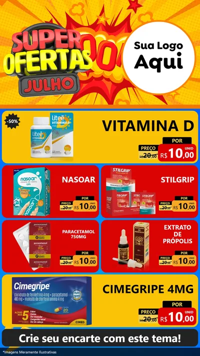 Modelo de TV para TV Vertical com o tema Super Ofertas Julho para Farmácia
